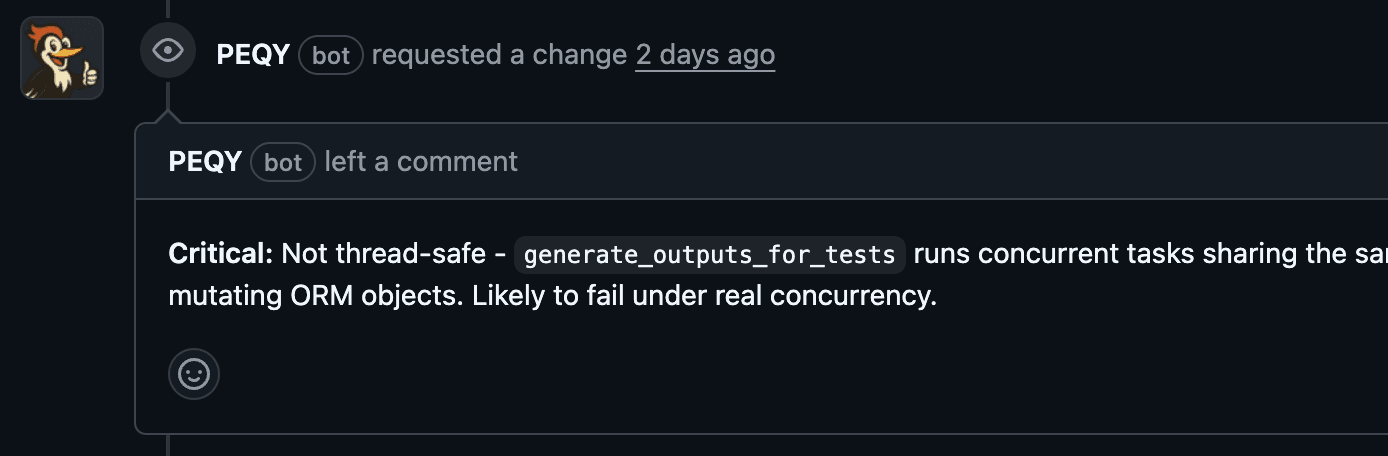 PEQY finding a critical thread-safety bug in a code review