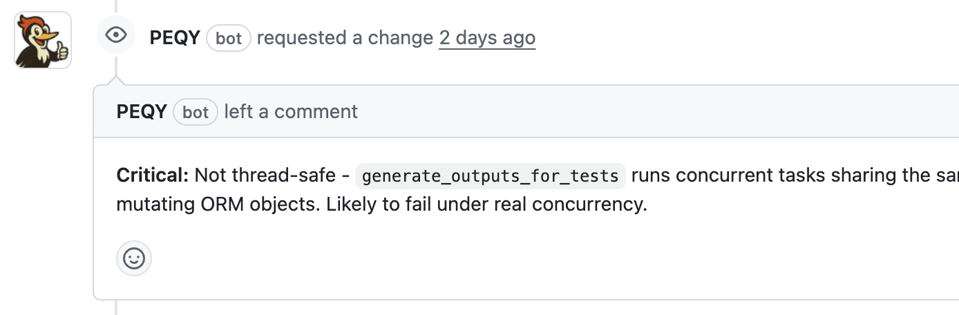 PEQY finding a critical thread-safety bug in a code review